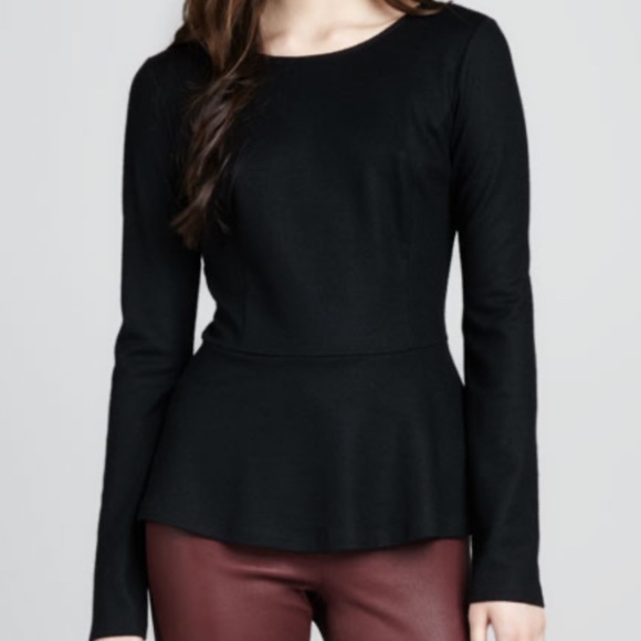 Theory Tops - THEORY  Peplum Top Black Long-Sleeve Size S NWOT